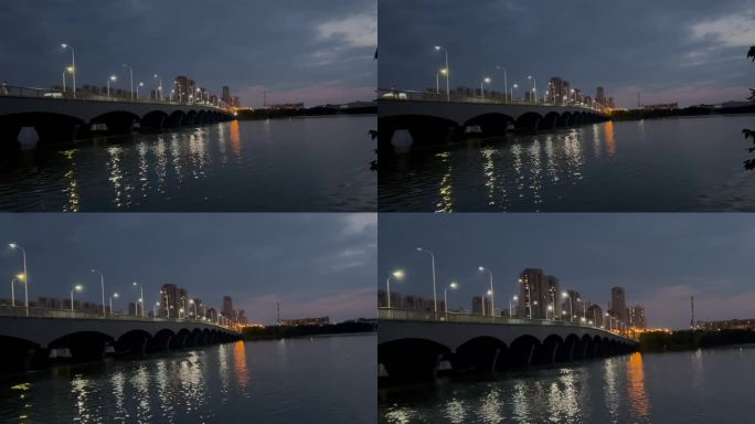 城市桥边夜色