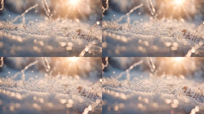 冬天下雪冬季唯美浪漫雪景霜花雪花冰晶结晶