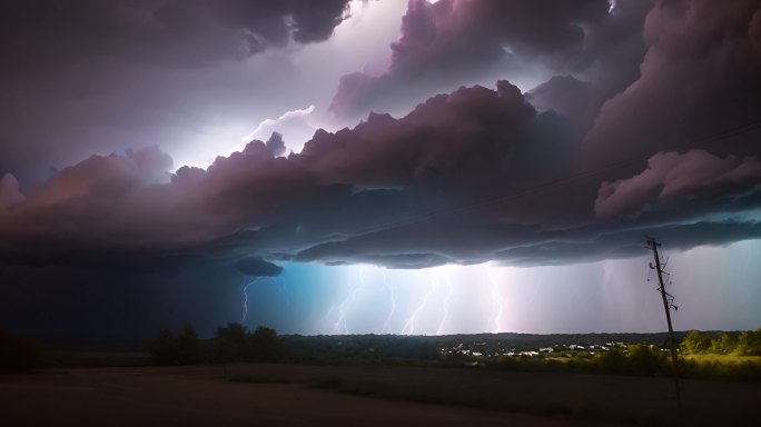 闪电恐怖乌云密布风起云涌电闪雷鸣风暴暴雨