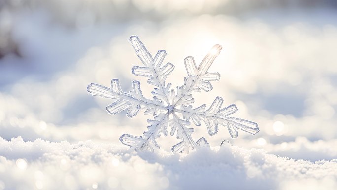 特写雪花  雪景  树叶 小草