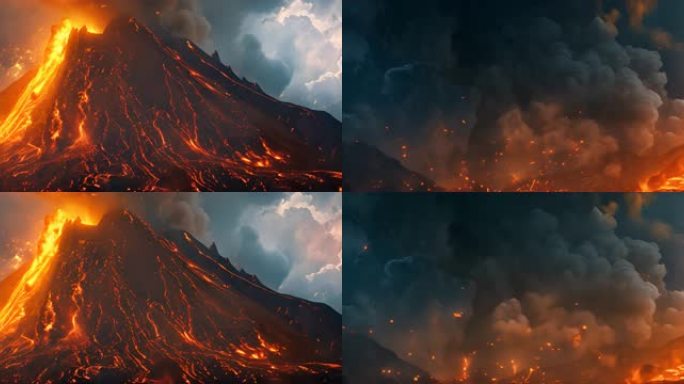 火山口爆发火山喷发12K沉浸式超宽背景