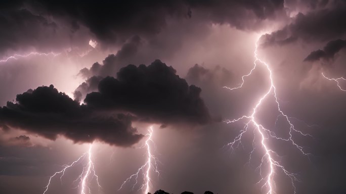 闪电恐怖乌云密布风起云涌电闪雷鸣风暴暴雨