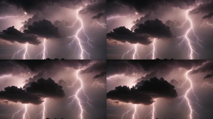 闪电恐怖乌云密布风起云涌电闪雷鸣风暴暴雨