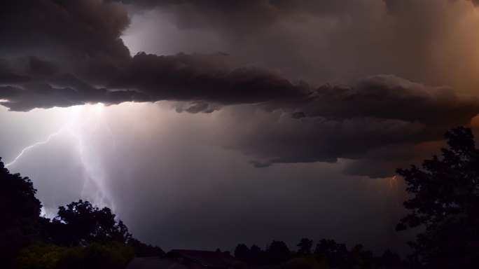 闪电恐怖乌云密布风起云涌电闪雷鸣风暴暴雨