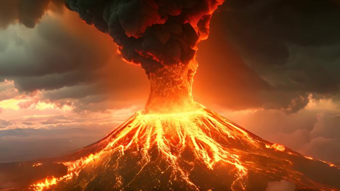 火光冲天火山爆发火山喷发12K沉浸式背景