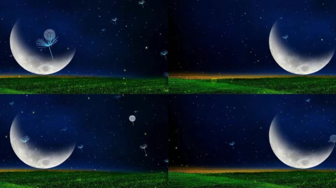月亮蒲公英夜景意境背景LED背景