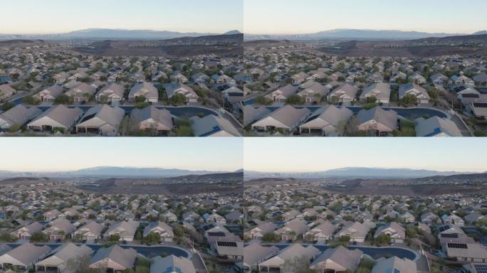 内华达州沙漠中的郊区住宅，拉斯维加斯，航拍