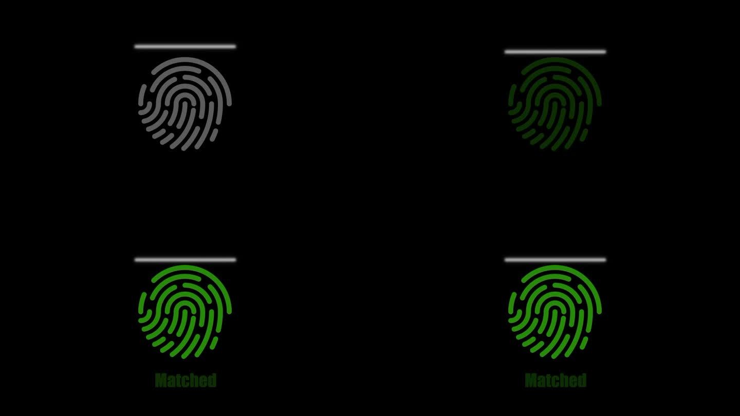 指纹认证界面上的动画数字屏幕与文本手机解锁指示生物识别安全技术。
