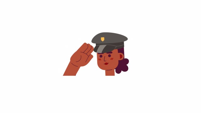 非裔美国女警官敬礼2D化身动画