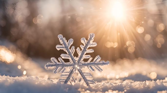 冬天下雪冬季唯美浪漫雪景霜花雪花冰晶结晶