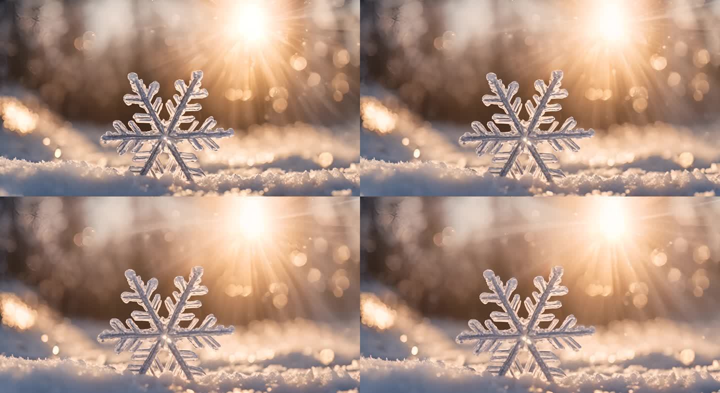 冬天下雪冬季唯美浪漫雪景霜花雪花冰晶结晶