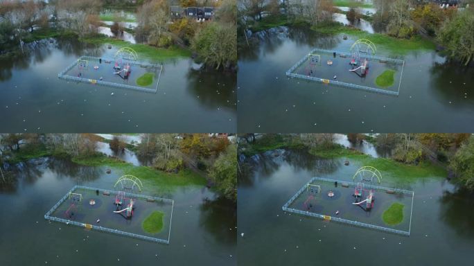 英国儿童游乐场和休闲公园被冬季风暴淹没