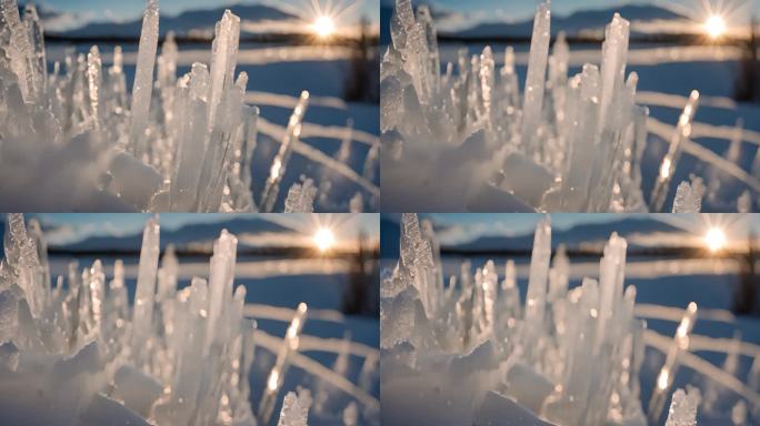 雪花冰晶结晶冬天下雪冬季唯美浪漫雪景霜花