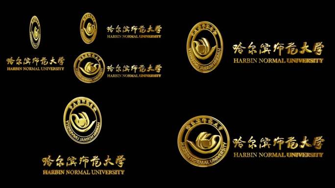 哈尔滨师范大学_金属质感LOGO立体旋转