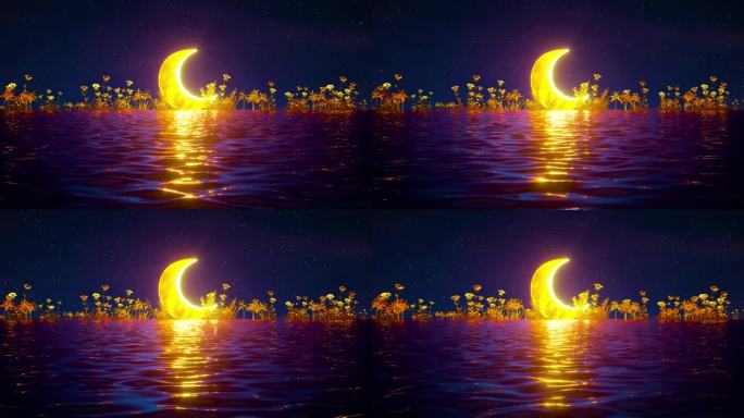 唯美梦幻月亮夜景循环背景视频