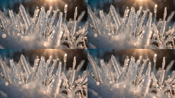 雪花冰晶结晶冬天下雪冬季唯美浪漫雪景霜花