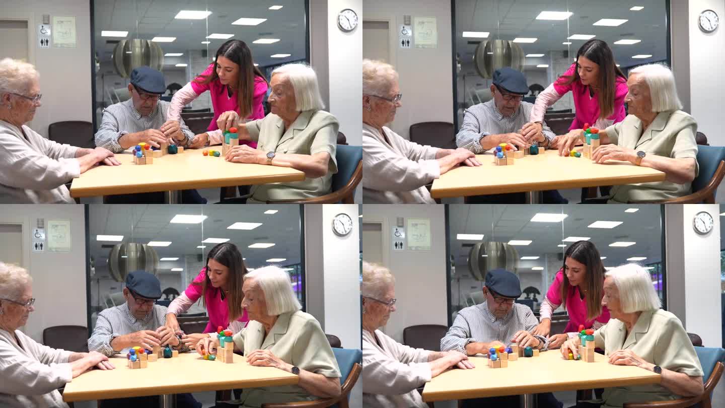 护理院护士鼓励长者玩技巧游戏