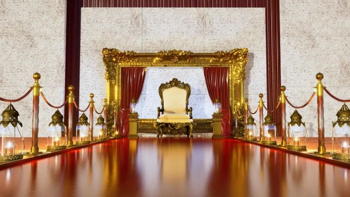 通往国王宝座的金色屏障红地毯，贵宾概念