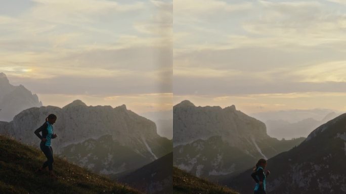 穿着运动服的女子攀登曼加特山的高峰