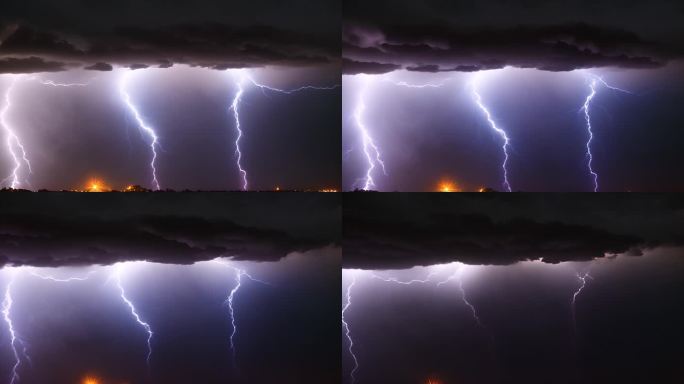 闪电恐怖乌云密布风起云涌电闪雷鸣风暴暴雨