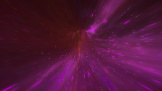 曲速太空旅行概念。在超空间中移动的曲速隧道虫洞，抽象的红色能量旋涡直线循环飞行