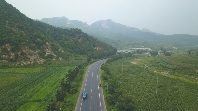 乡村小道山间小路航拍素材