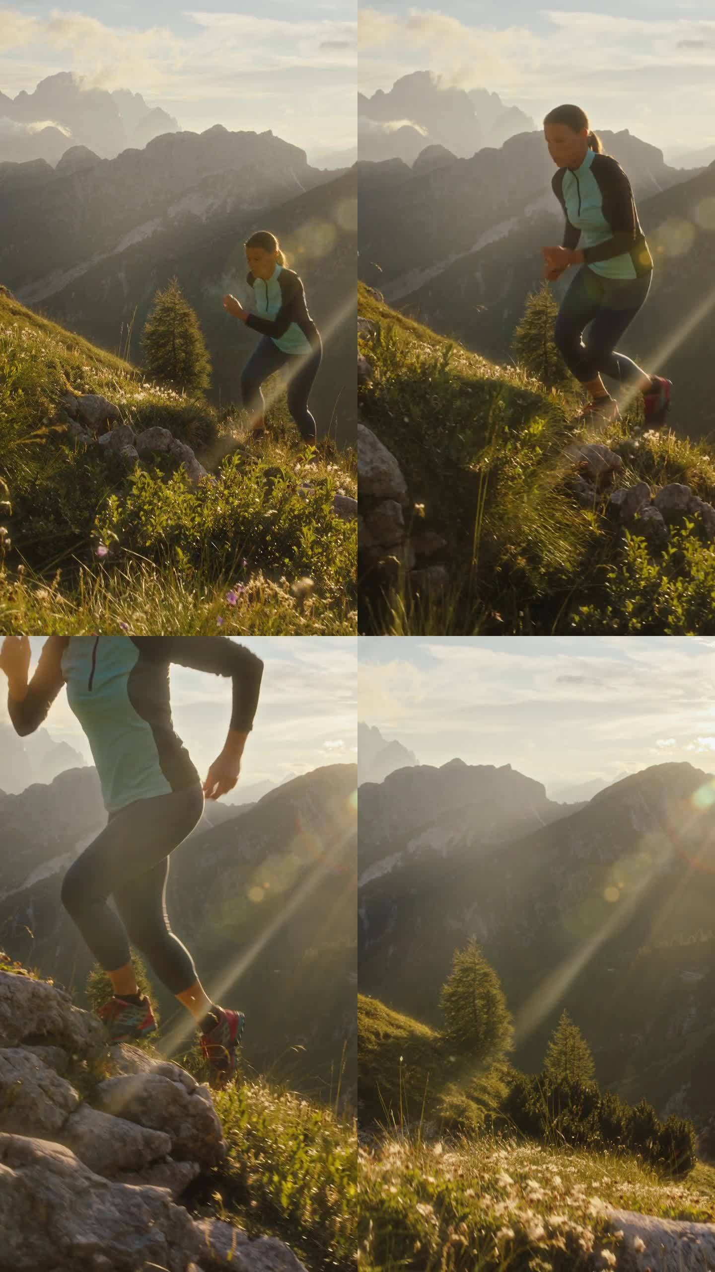 穿着运动服的女子穿越芒加特山