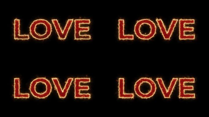爱。情人节,婚礼。霓虹灯文字与心脏。4K, 2月14日，情人节快乐的背景，爱，情感，心形，关系，夫妻