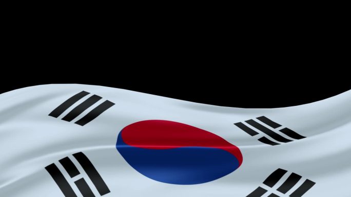 韩国国旗挥舞，alpha频道镜头删除背景，可循环4K