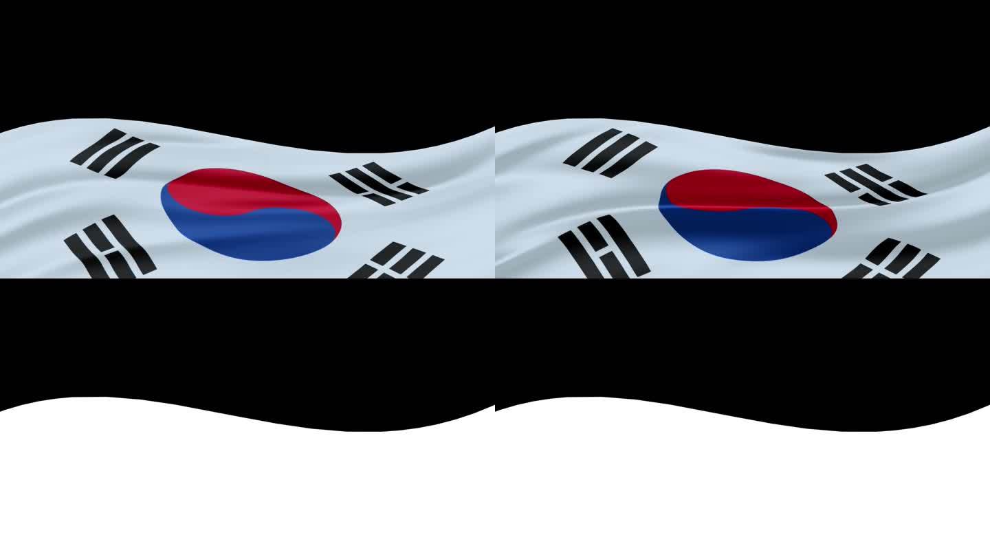 韩国国旗挥舞，alpha频道镜头删除背景，可循环4K