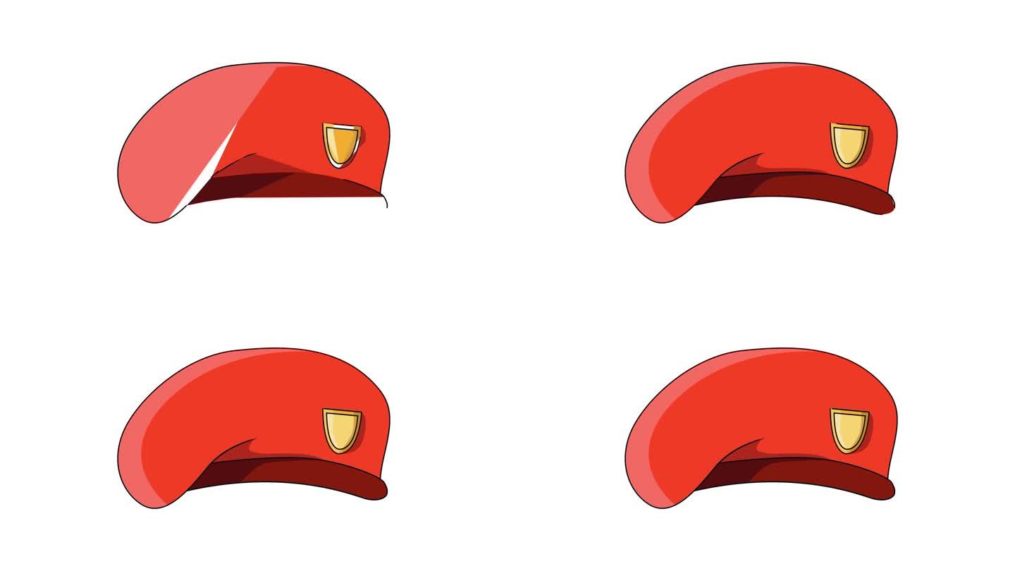动画视频形成一个军队贝雷帽图标