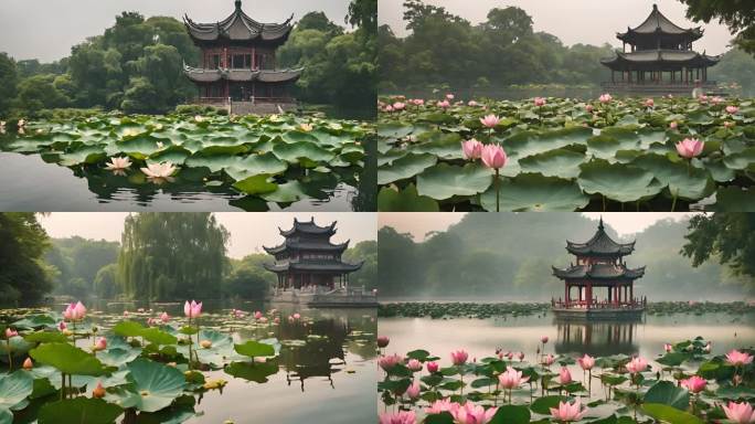 杭州西湖 西湖曲院风荷荷花 西湖风景