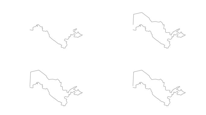 乌兹别克斯坦国家地图草图图标动画