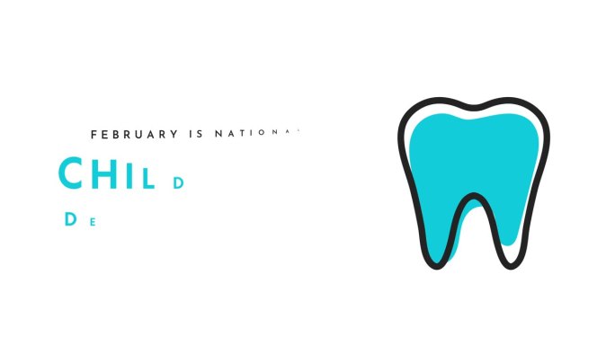 全国儿童牙齿健康月横幅，卡片设计，2月