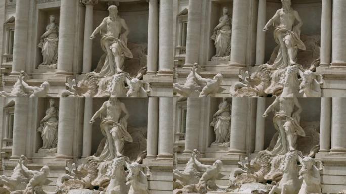 意大利著名的雕像。行动。意大利广场上美丽的纪念碑。历史古城街道上的文化景点和雕塑。许愿池纪念碑。