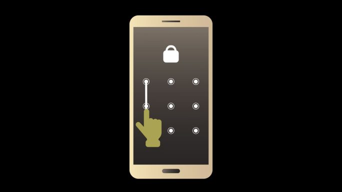 智能手机模式锁定安全动画Alpha通道。手机安全保护和安全锁屏密码。解锁密码界面。手机模式认证触摸屏