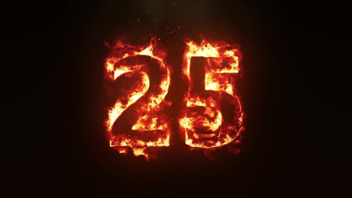 燃烧的25号。火灾数量