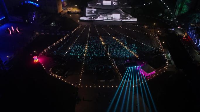重庆九龙坡发电厂国际灯光艺术节航拍