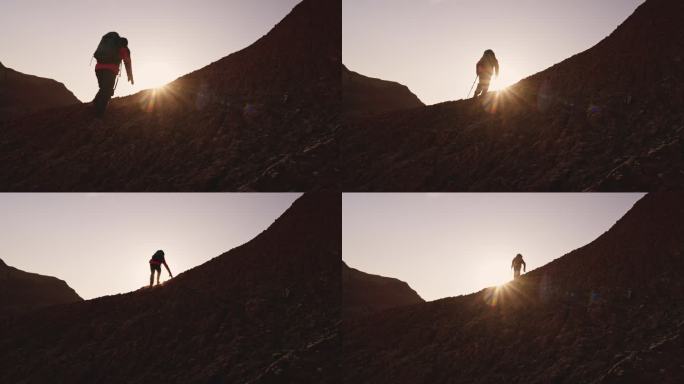 夕阳下登山