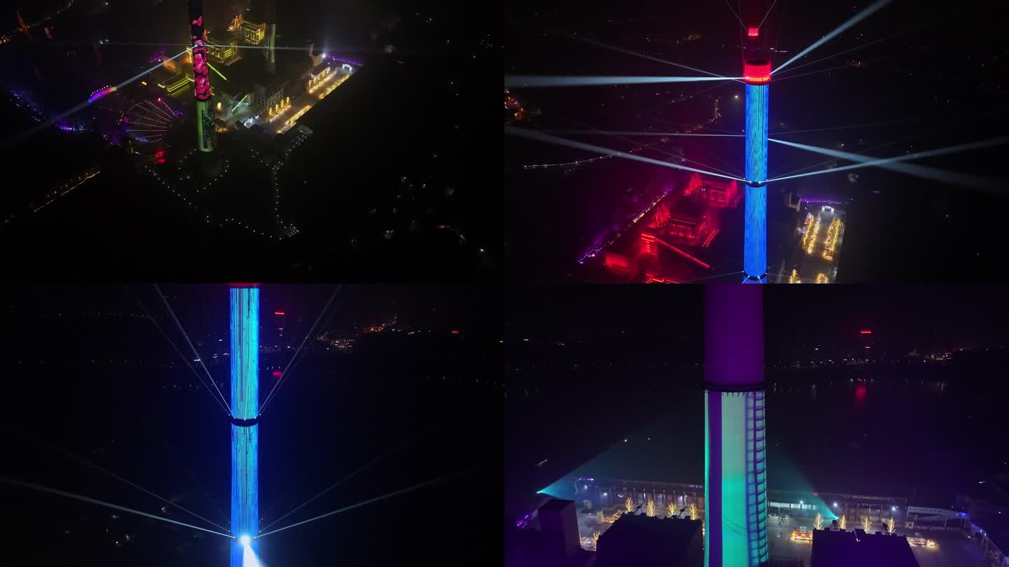 重庆九龙坡发电厂国际灯光艺术节航拍