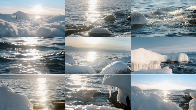 冰湖冰雪生态波光粼粼冰川水源雪水冰水