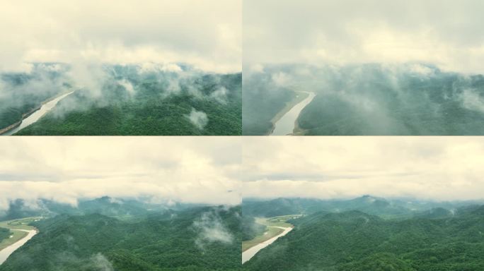 峡谷 河流 森林 群山 航拍 自然 风光