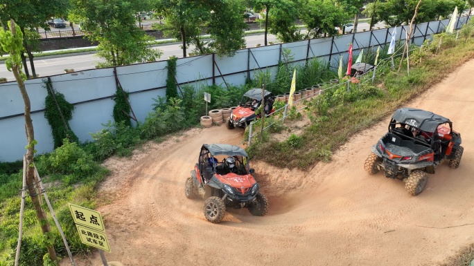 越野车 卡丁车 航拍素材