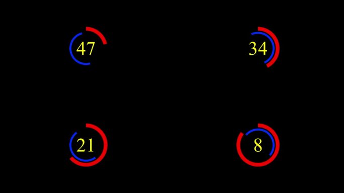 动画指示器倒计时定时器在一个抽象的背景上的黑屏图标。