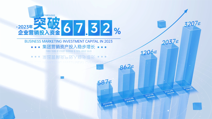 企业数据 柱状图蓝色数据 业务增长数据图