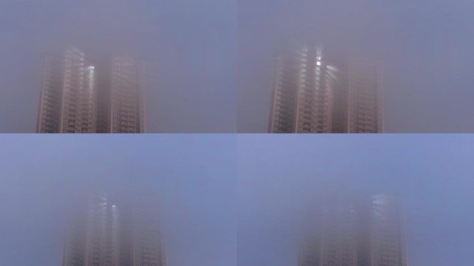 雾光大楼玻璃折射光影