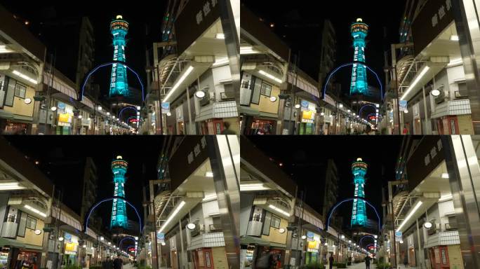 延时摄影:日本大阪，新sekai区的夜晚