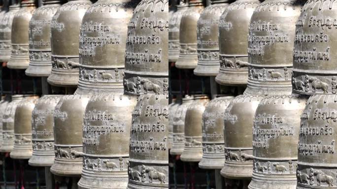 古代佛寺的佛钟，特写，选择性聚焦。