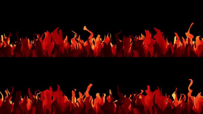 火热的背景，充满活力的红色和橙色火焰在黑色画布上