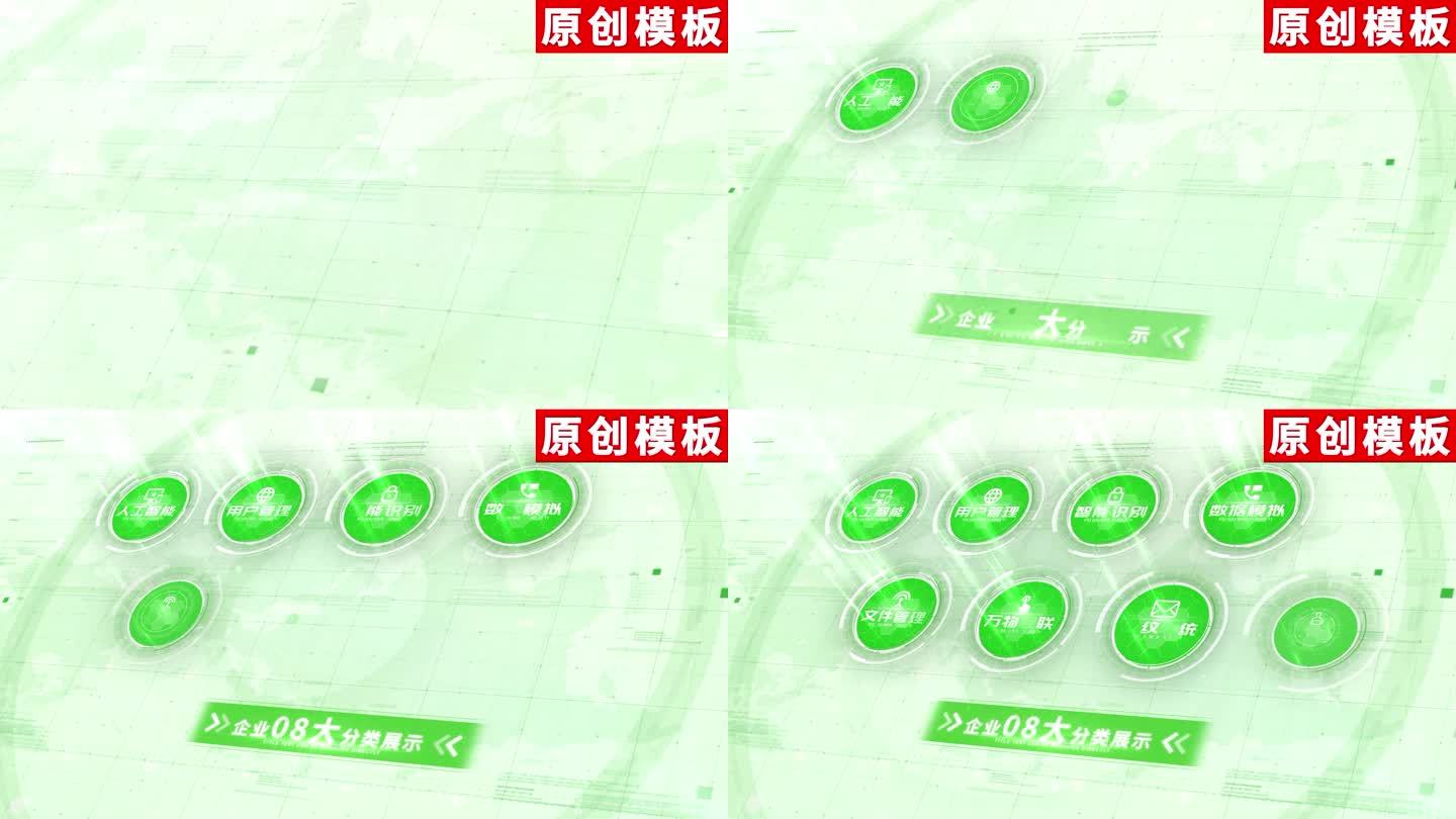 8-简洁绿色图标分类ae模板包装八